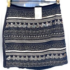NWT  Vintage Black with Sparkling Silver Sequins /Beads /Thread mini skirt